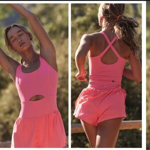 NOT FOR SALE- NEW! Free People Movement Righteous Runsie Flamingo Fizz Size XS